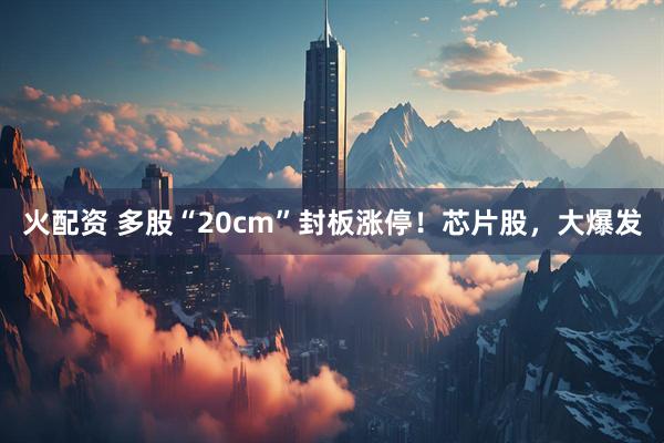 火配资 多股“20cm”封板涨停！芯片股，大爆发