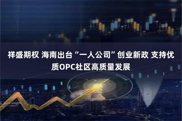 祥盛期权 海南出台“一人公司”创业新政 支持优质OPC社区高质量发展