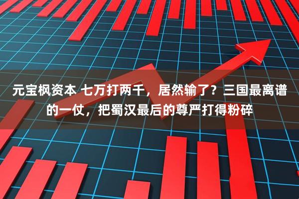 元宝枫资本 七万打两千，居然输了？三国最离谱的一仗，把蜀汉最后的尊严打得粉碎
